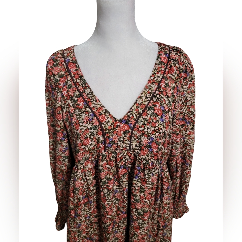 In Loom Size Medium Fall Boho Floral Maxi Dress in Autumn Colors Whimsical - Picture 2 of 8